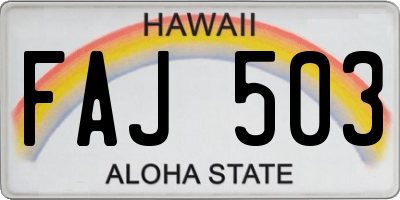 HI license plate FAJ503