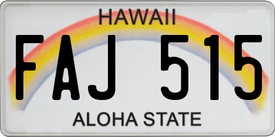 HI license plate FAJ515