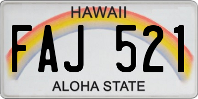 HI license plate FAJ521