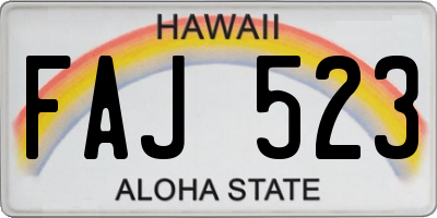HI license plate FAJ523