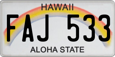 HI license plate FAJ533