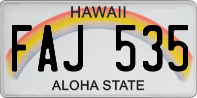 HI license plate FAJ535