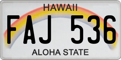 HI license plate FAJ536
