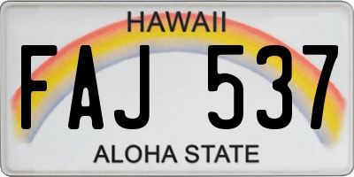 HI license plate FAJ537