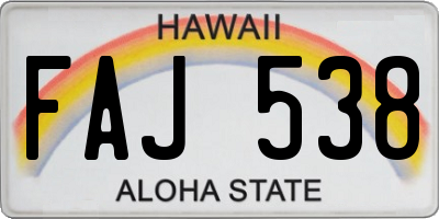 HI license plate FAJ538