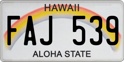 HI license plate FAJ539
