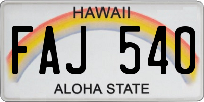 HI license plate FAJ540