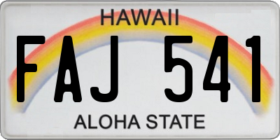 HI license plate FAJ541