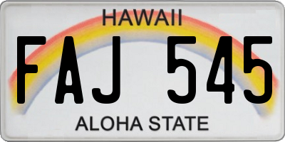 HI license plate FAJ545