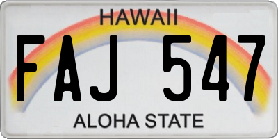 HI license plate FAJ547