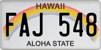 HI license plate FAJ548