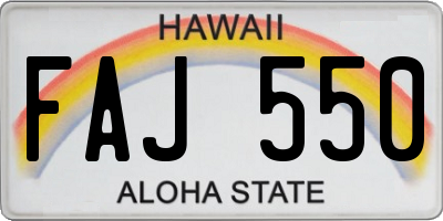 HI license plate FAJ550