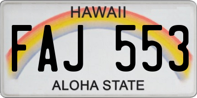 HI license plate FAJ553