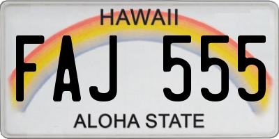 HI license plate FAJ555