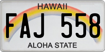 HI license plate FAJ558