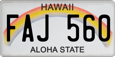 HI license plate FAJ560