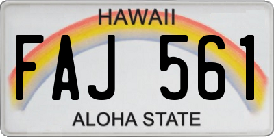 HI license plate FAJ561