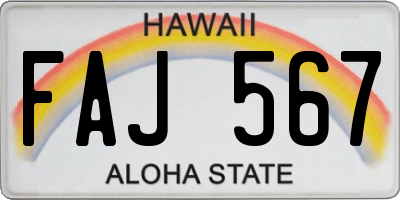 HI license plate FAJ567