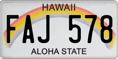 HI license plate FAJ578