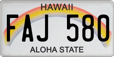 HI license plate FAJ580