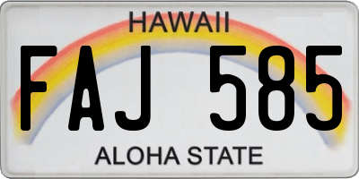 HI license plate FAJ585
