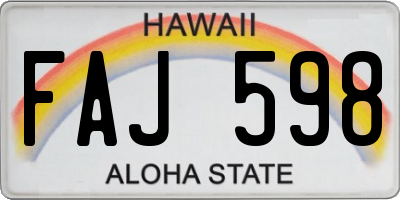 HI license plate FAJ598