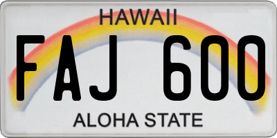 HI license plate FAJ600
