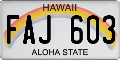 HI license plate FAJ603