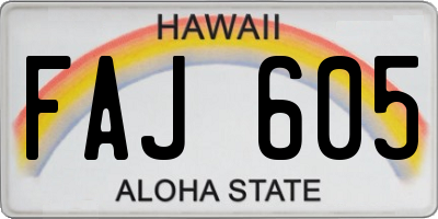 HI license plate FAJ605