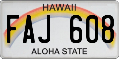 HI license plate FAJ608
