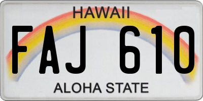 HI license plate FAJ610