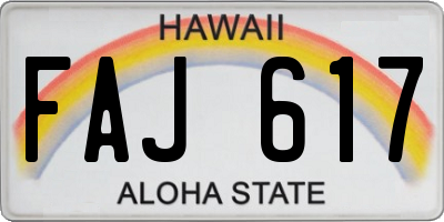 HI license plate FAJ617