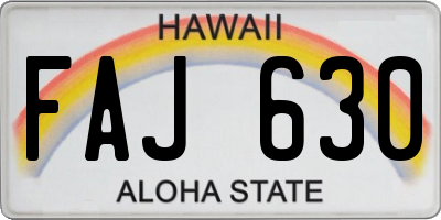 HI license plate FAJ630
