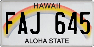 HI license plate FAJ645