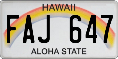HI license plate FAJ647