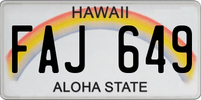 HI license plate FAJ649