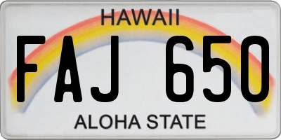 HI license plate FAJ650