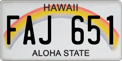 HI license plate FAJ651