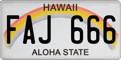 HI license plate FAJ666