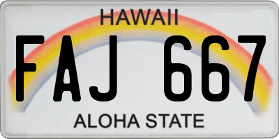HI license plate FAJ667