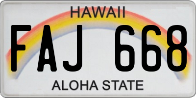 HI license plate FAJ668