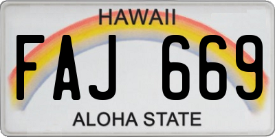 HI license plate FAJ669