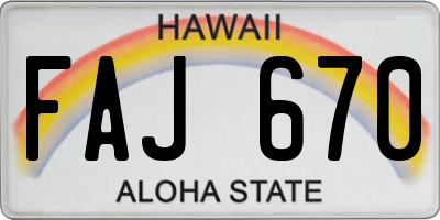 HI license plate FAJ670