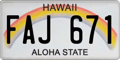 HI license plate FAJ671
