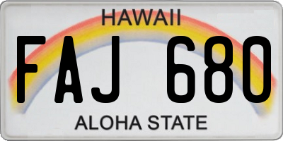 HI license plate FAJ680