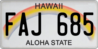 HI license plate FAJ685