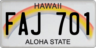 HI license plate FAJ701