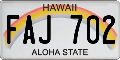 HI license plate FAJ702