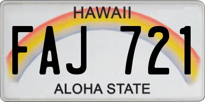 HI license plate FAJ721