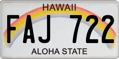 HI license plate FAJ722